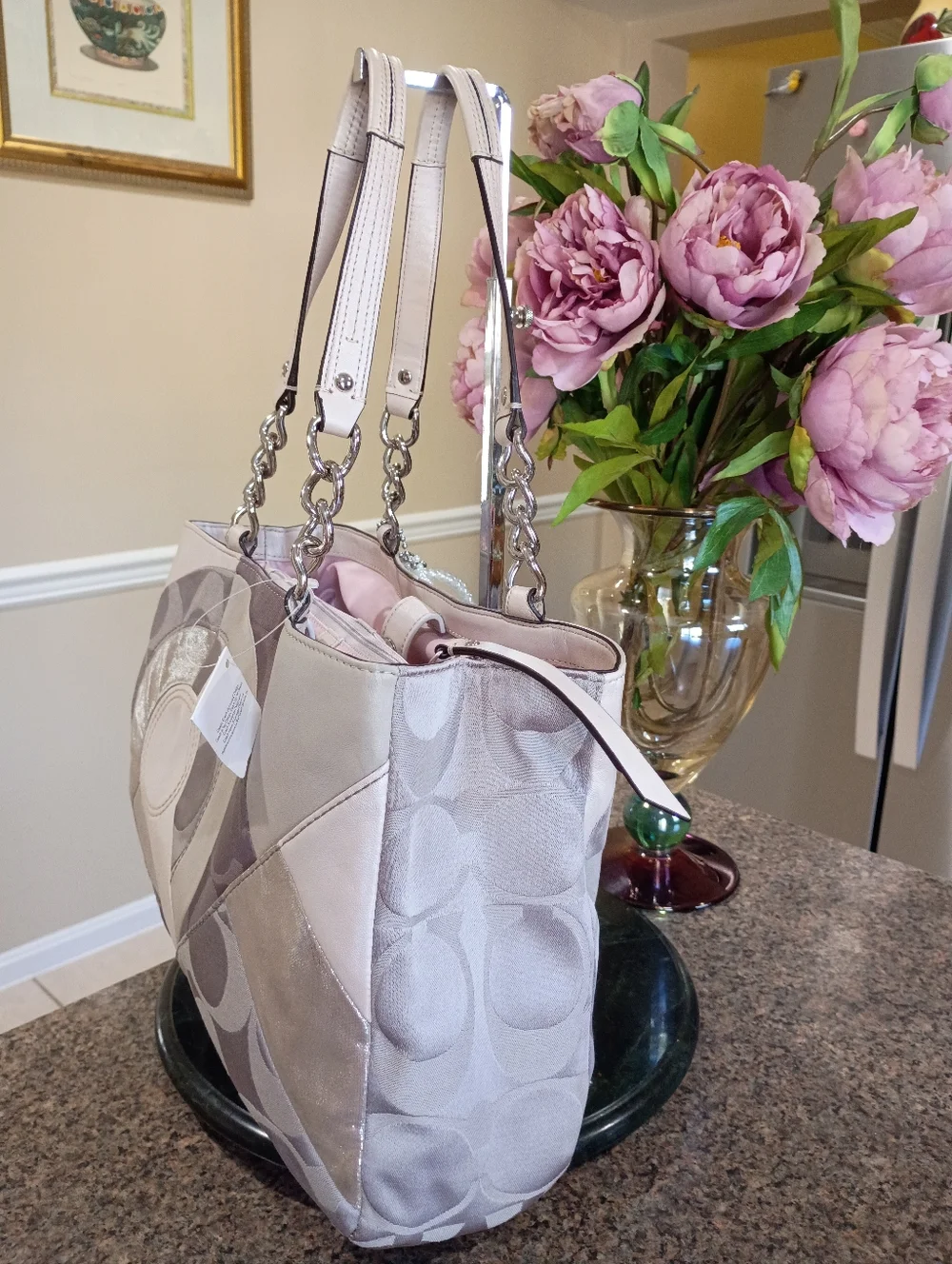 NWT Coach ParchWork Inlaid Shimmer Blush Gray